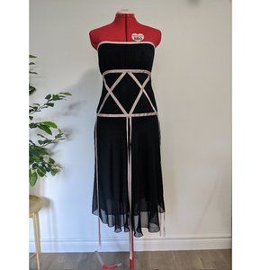 Nicole Miller - strapless black and pink satin lace